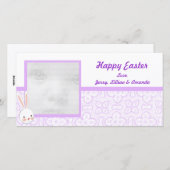 Paarse Bunny Paasfotokaarten Feestdagenkaart (Voorkant / Achterkant)