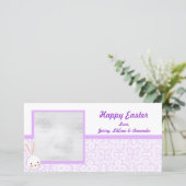 Paarse Bunny Paasfotokaarten Feestdagenkaart (Staand voorkant)