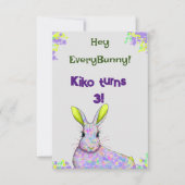 Paarse Bunny Party Uitnodiging Kaart (Voorkant)