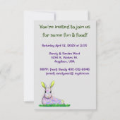 Paarse Bunny Party Uitnodiging Kaart (Achterkant)