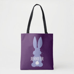 Paarse Bunny Silhouette Easter Specialized Girls Tote Bag