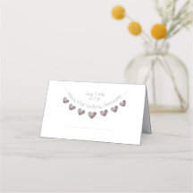 Paarse bunting elke trouwdag placecard