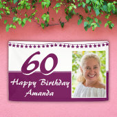 Paarse Bunting Star Foto 60th Birthday Party Spandoek