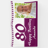 Paarse Bunting Star Foto 80th Birthday Party Spandoek (Verticaal)