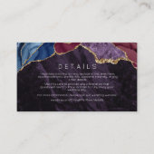 Paarse Burgundy Agate & Gouden Trouw Details Kaart (Voorkant)