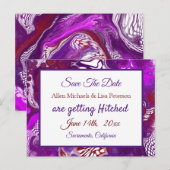 Paarse Burgundy Pour Paint.Wedding Save the Date Briefkaart (Voorkant / Achterkant)