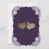 Paarse Burlap Bloemen Kant Zonnebloem Huwelijk Kaart (Achterkant)