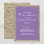 Paarse Burlap Bridal Shower-uitvindingen Kaart (Voorkant / Achterkant)