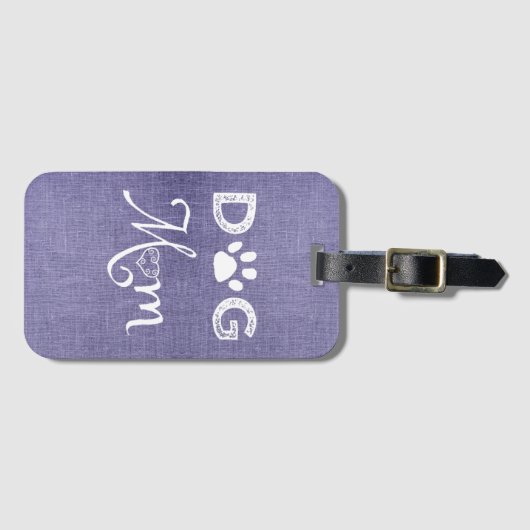 Paarse Burlap Dog Mam Bagagelabel (Voorkant (horizontaal))
