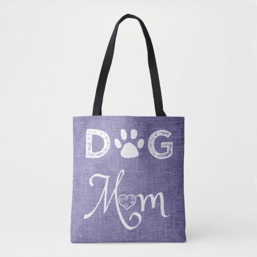 Paarse Burlap Dog Mam Canvas tas (Voorkant)
