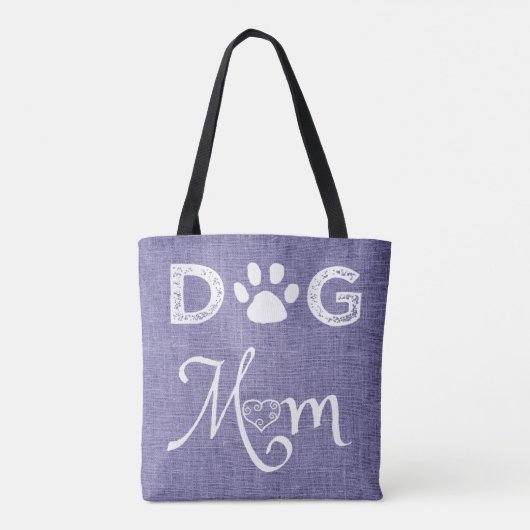 Paarse Burlap Dog Mam Canvas tas (Achterkant)