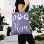 Paarse Burlap Dog Mam Canvas tas