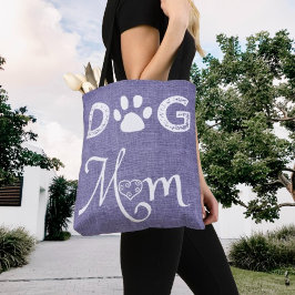 Paarse Burlap Dog Mam Canvas tas