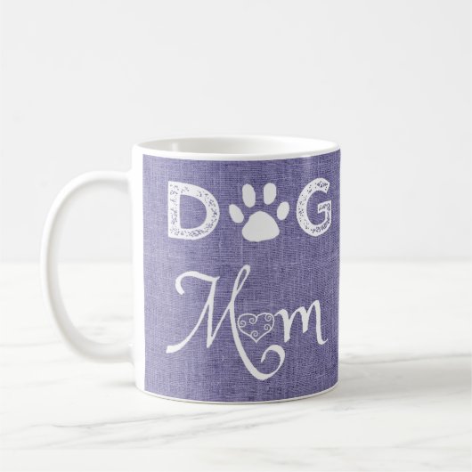 Paarse Burlap Dog Mam Coffee Mok (Links)
