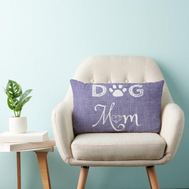 Paarse Burlap Dog Mam Lumbar Pillow Kussen (Stoel)