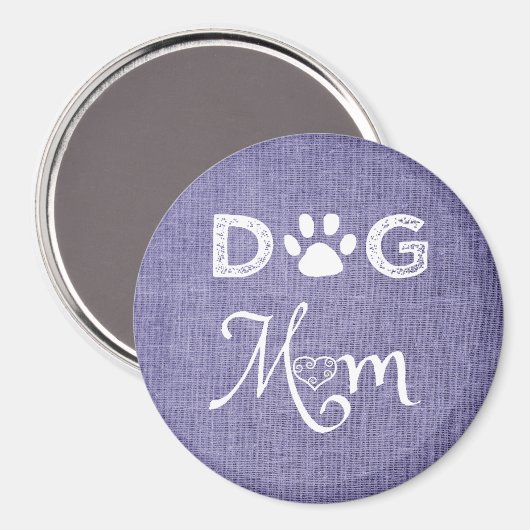 Paarse Burlap Dog Mam Magnet (Voorkant / Achterkant)