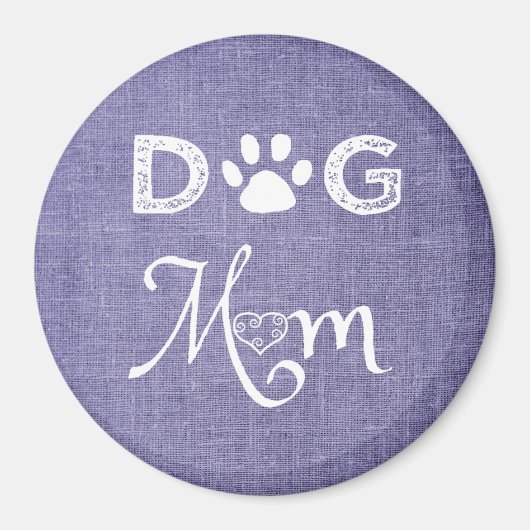 Paarse Burlap Dog Mam Magnet (Voorkant)