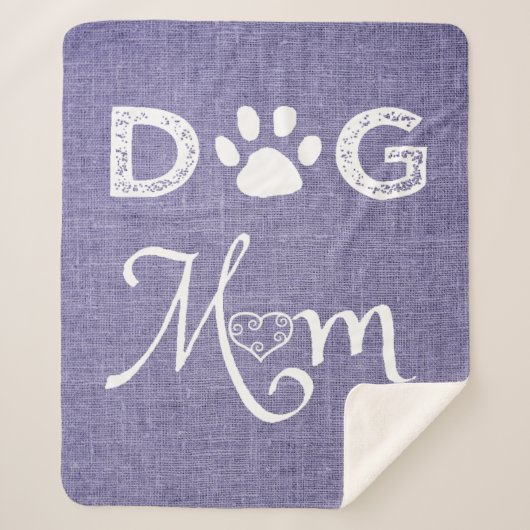 Paarse Burlap Dog mam Sherpa Blanket Sherpa Deken (Voorkant)
