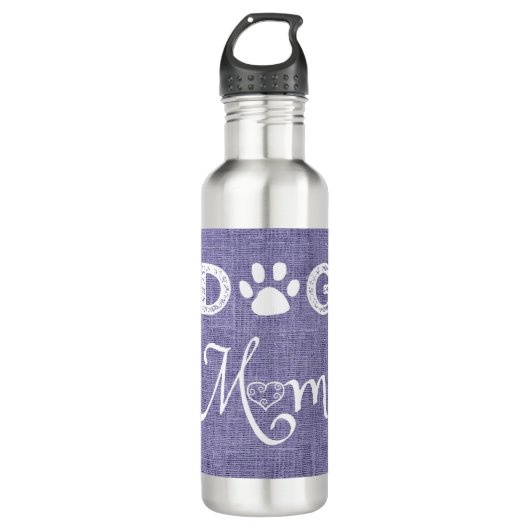 Paarse Burlap Dog mam Waterfles (Voorkant)