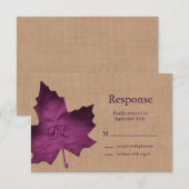 Paarse Burlap Monogrammed RSVP (Voorkant / Achterkant)