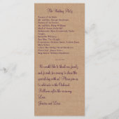 Paarse Burlap Monogrammed Wedding Programma Programmakaart (Achterkant)