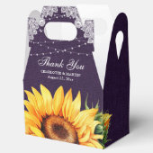 Paarse Burlap String Lights Sunflower Wedding Bedankdoosjes (Geopend)