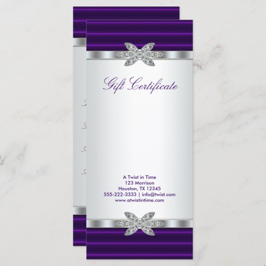 Paarse Business Cadeaubon Cadeaubon Kaart (Voorkant / Achterkant)