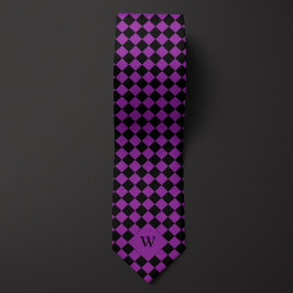 Paarse Business Checkered Monogram Stropdas