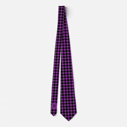 Paarse Business Checkered Monogram Stropdas (Achterkant)