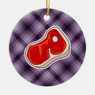 Paarse Butcher's Steak Keramisch Ornament