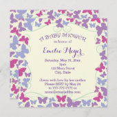 Paarse Butterflies Baby shower Kaart (Voorkant / Achterkant)