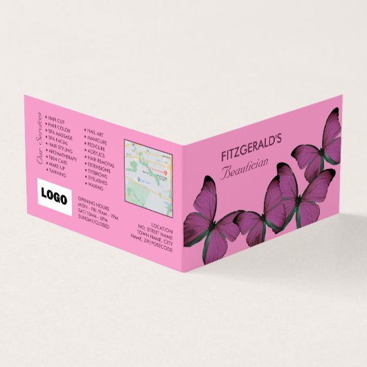 Paarse Butterflies, Beauticion, Loyalty Card Visitekaartje (Buitenkant)