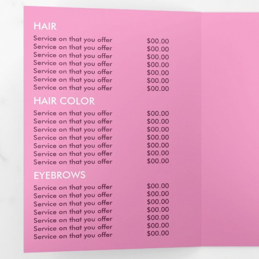 Paarse Butterflies, Beauty Salon Tri-Fold Flyer Drieluik Uitnodiging (Binnenzijde eerst)