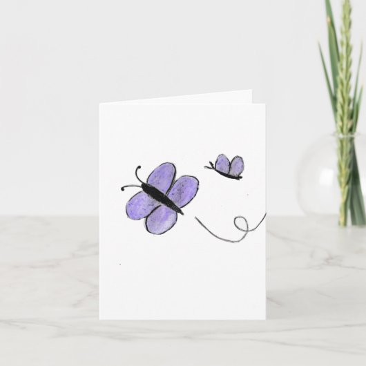 Paarse Butterflies Bedankkaart (Voorkant)