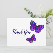 Paarse Butterflies Bedankkaart (Staand voorkant)