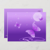 Paarse Butterflies Briefkaart (Voorkant / Achterkant)