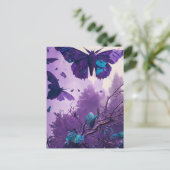 Paarse Butterflies Briefkaart (Staand voorkant)