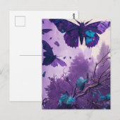 Paarse Butterflies Briefkaart (Voorkant / Achterkant)