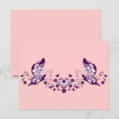 Paarse Butterflies Briefkaart (Voorkant / Achterkant)