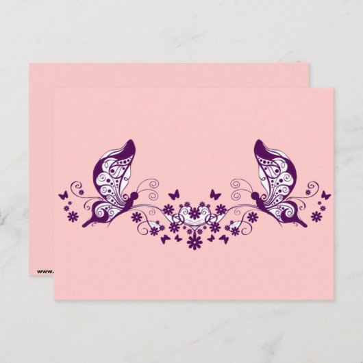 Paarse Butterflies Briefkaart (Voorkant / Achterkant)
