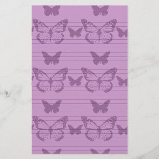 Paarse Butterflies Briefpapier (Voorkant)