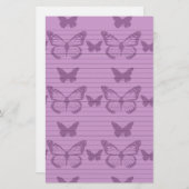 Paarse Butterflies Briefpapier (Voorkant / Achterkant)