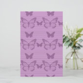 Paarse Butterflies Briefpapier (Staand voorkant)