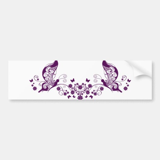 Paarse Butterflies Bumpersticker (Voorkant)
