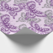 Paarse Butterflies Cadeaupapier (Hoek)