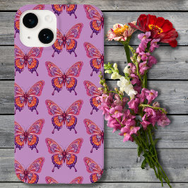 Paarse Butterflies Case-Mate iPhone 14 Hoesje