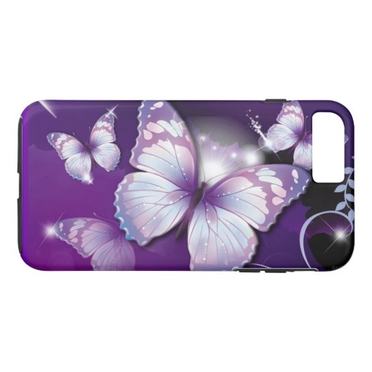 Paarse Butterflies Case-Mate iPhone Case (Achterkant (Horizontaal))