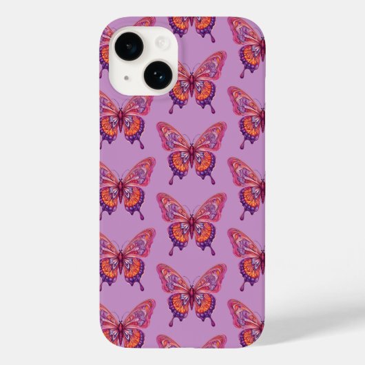 Paarse Butterflies Case-Mate iPhone Case (Achterkant)
