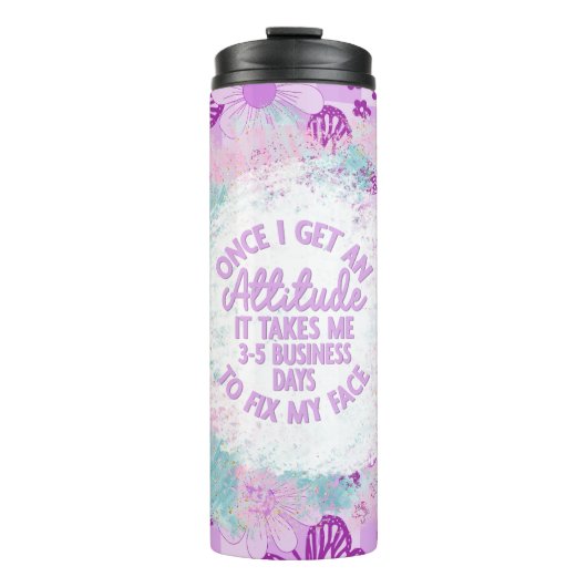 Paarse Butterflies en Flowers Sassy Sarcasm Thermosbeker (Voorkant)