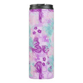 Paarse Butterflies en Flowers Sassy Sarcasm Thermosbeker (Achterkant)